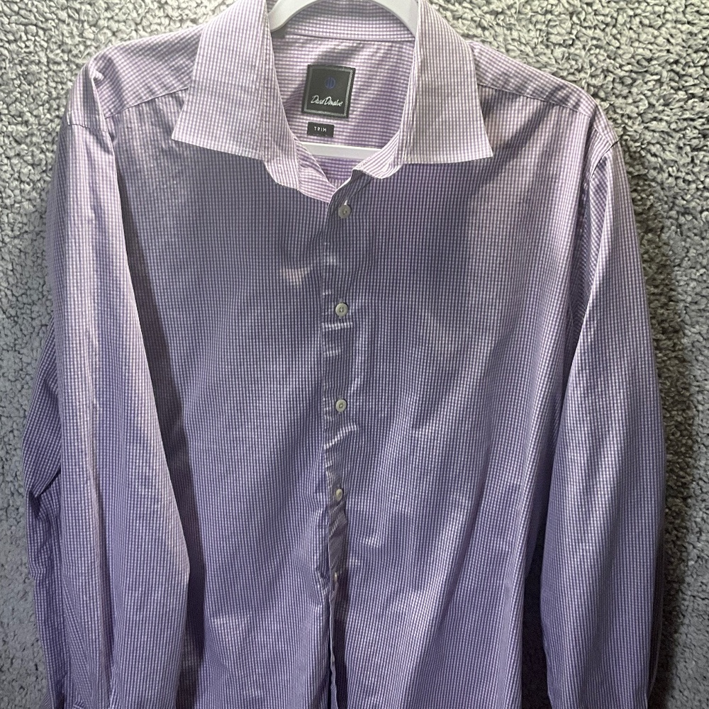 David Donahue 100%Cotton slim fit button down shirt size 17.5, 34/35